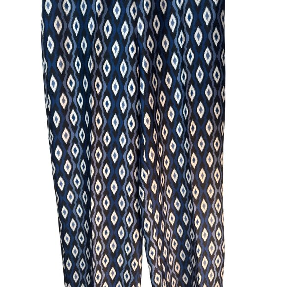 ZARA Small Wide-Leg Pants Ikat Pattern Elastic Waist Polyester - Picture 7 of 14